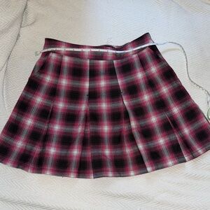 DIXXON Plaid A-Line Skirt - Pink and Black